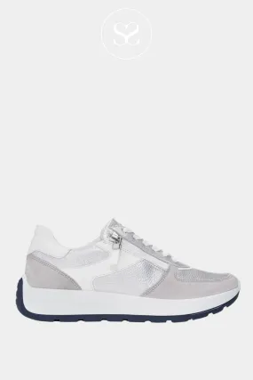 ARA 12-25112 SILVER/GREY LEATHER WEDGE TRAINERS