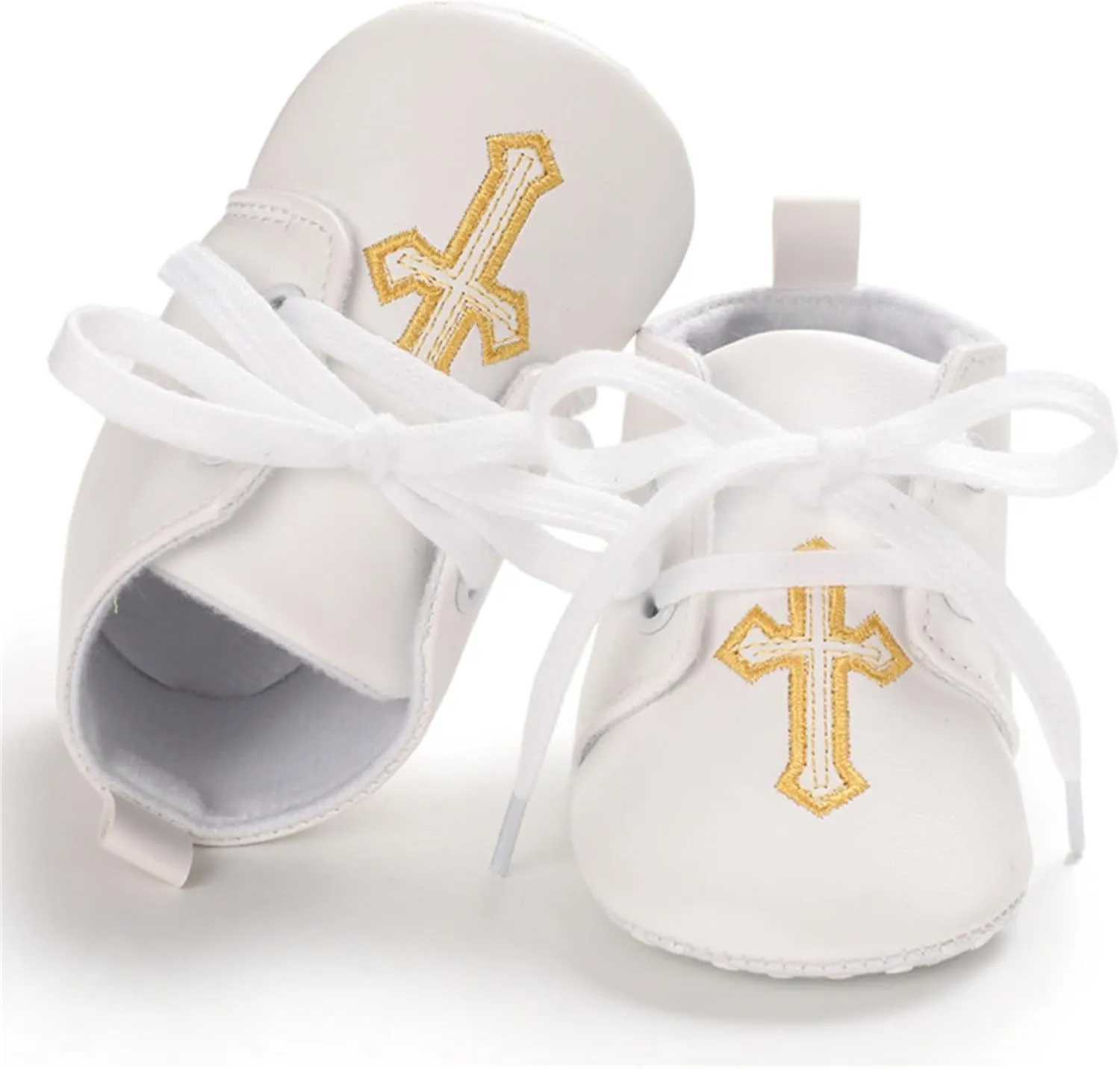 Baby Baptism Shoes & Socks, Boys Girls Infant Toddler, Soft Sole White Christening Sneaker Socks, 3PC