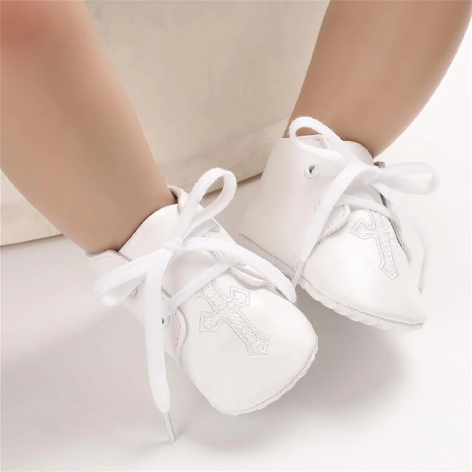 Baby Baptism Shoes & Socks, Boys Girls Infant Toddler, Soft Sole White Christening Sneaker Socks, 3PC