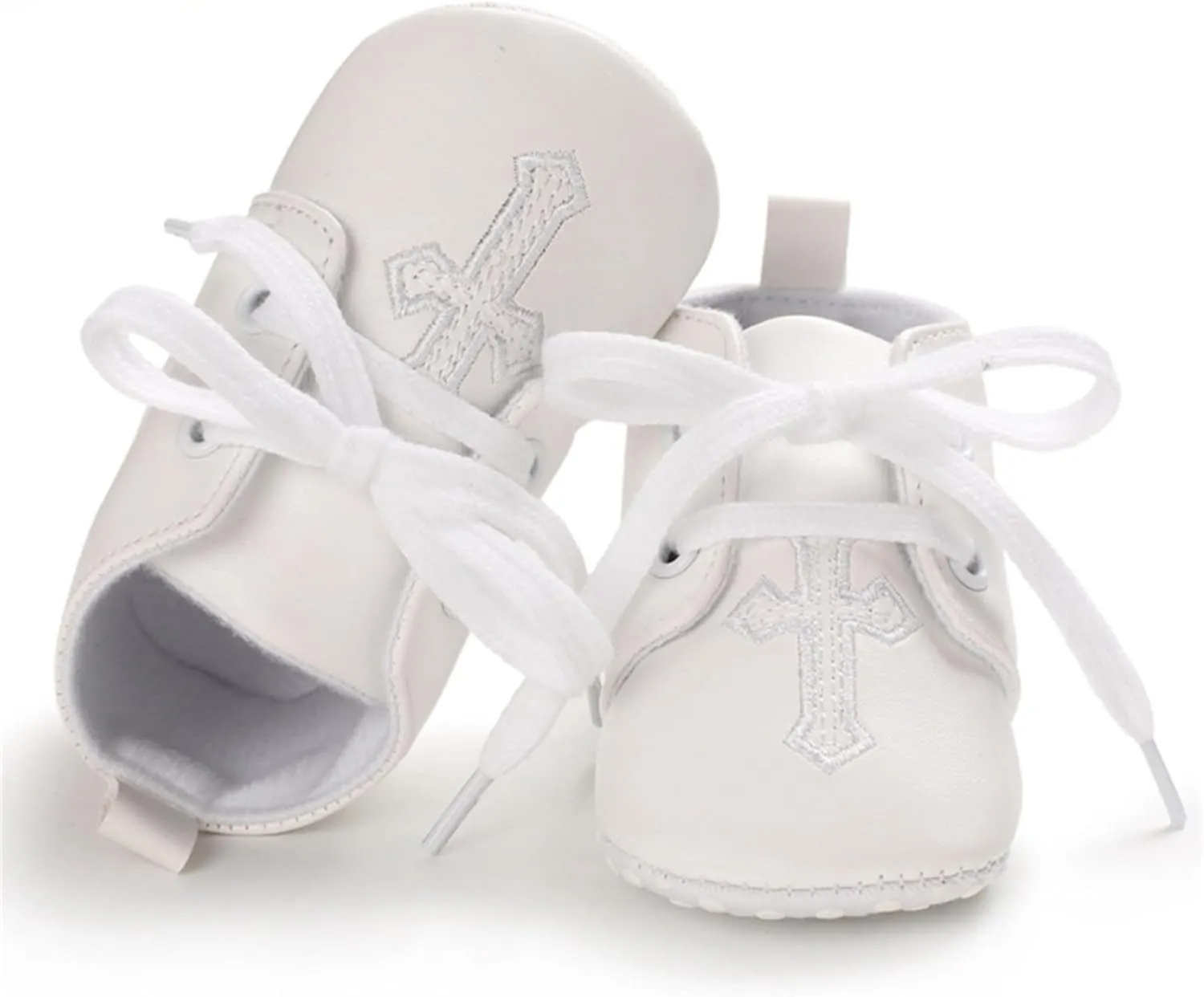 Baby Baptism Shoes & Socks, Boys Girls Infant Toddler, Soft Sole White Christening Sneaker Socks, 3PC