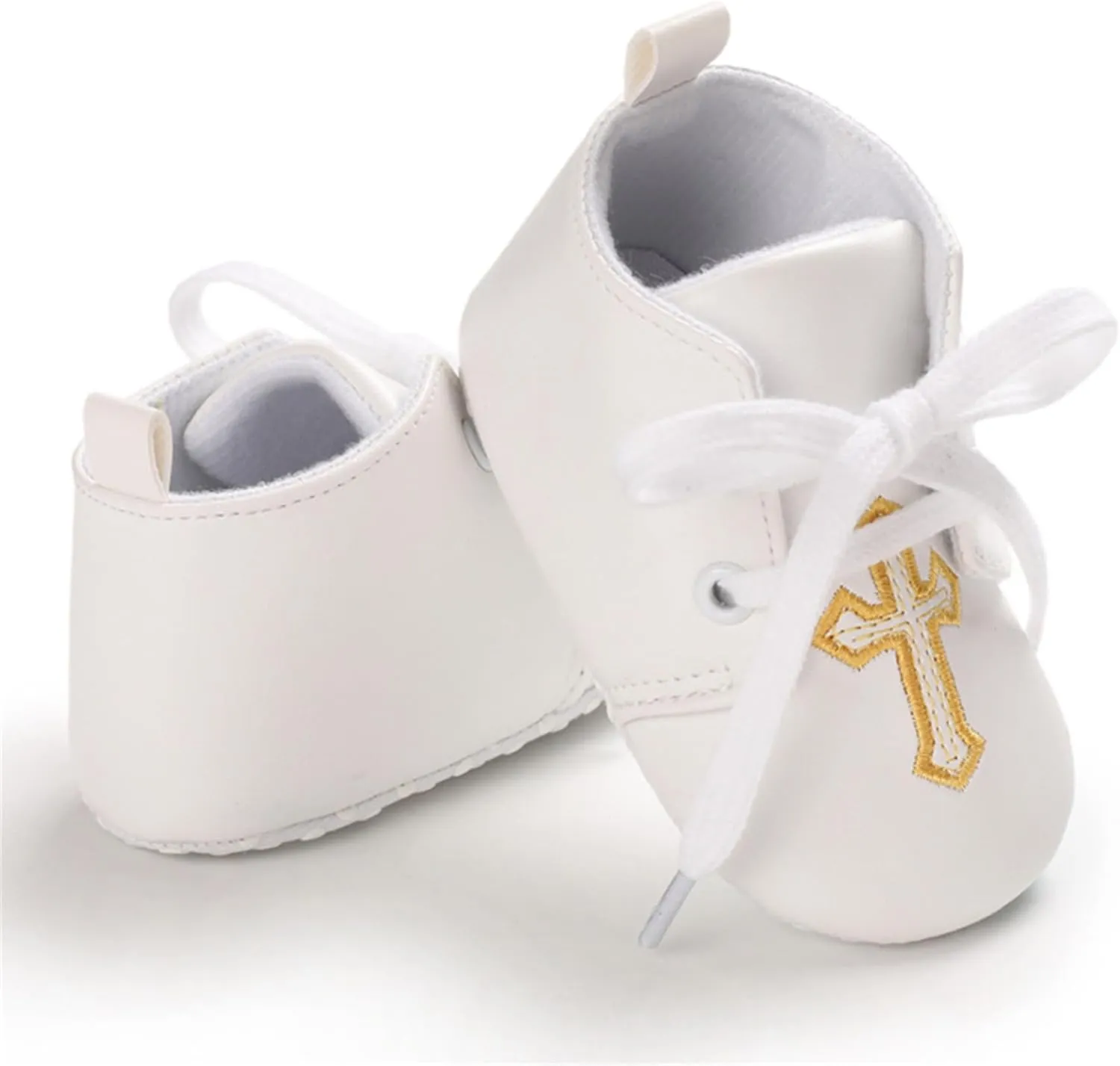 Baby Baptism Shoes & Socks, Boys Girls Infant Toddler, Soft Sole White Christening Sneaker Socks, 3PC