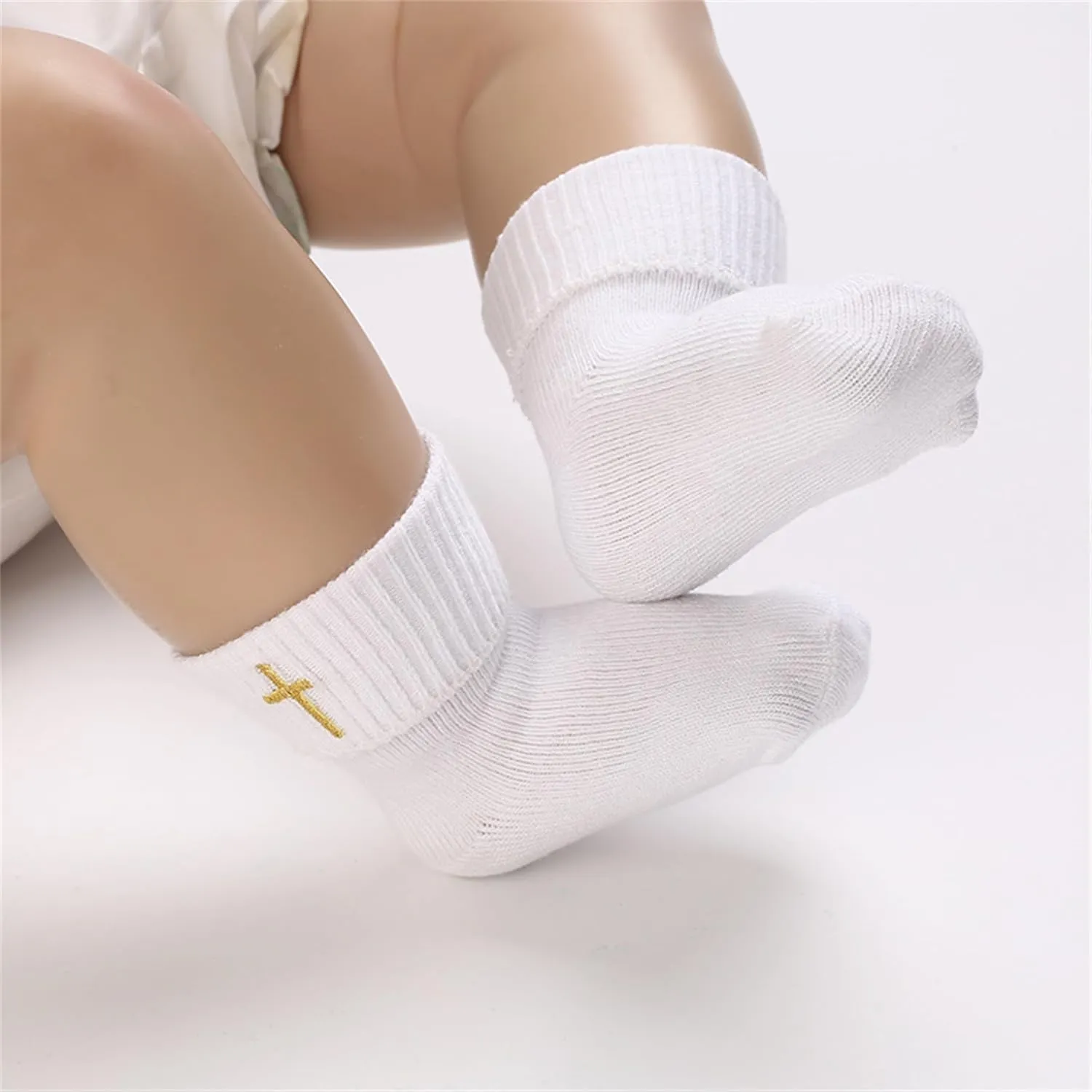 Baby Baptism Shoes & Socks, Boys Girls Infant Toddler, Soft Sole White Christening Sneaker Socks, 3PC