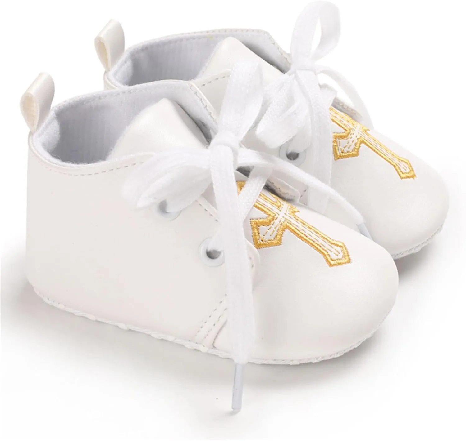 Baby Baptism Shoes & Socks, Boys Girls Infant Toddler, Soft Sole White Christening Sneaker Socks, 3PC