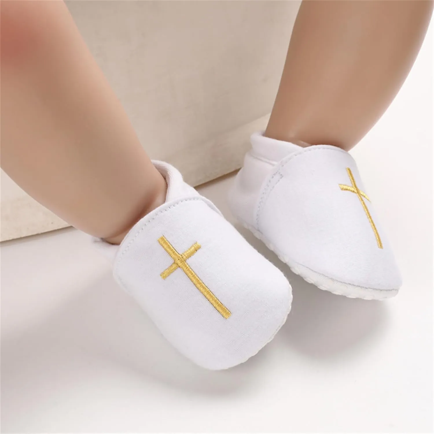 Baby Baptism Shoes & Socks, Boys Girls Infant Toddler, Soft Sole White Christening Sneaker Socks, 3PC