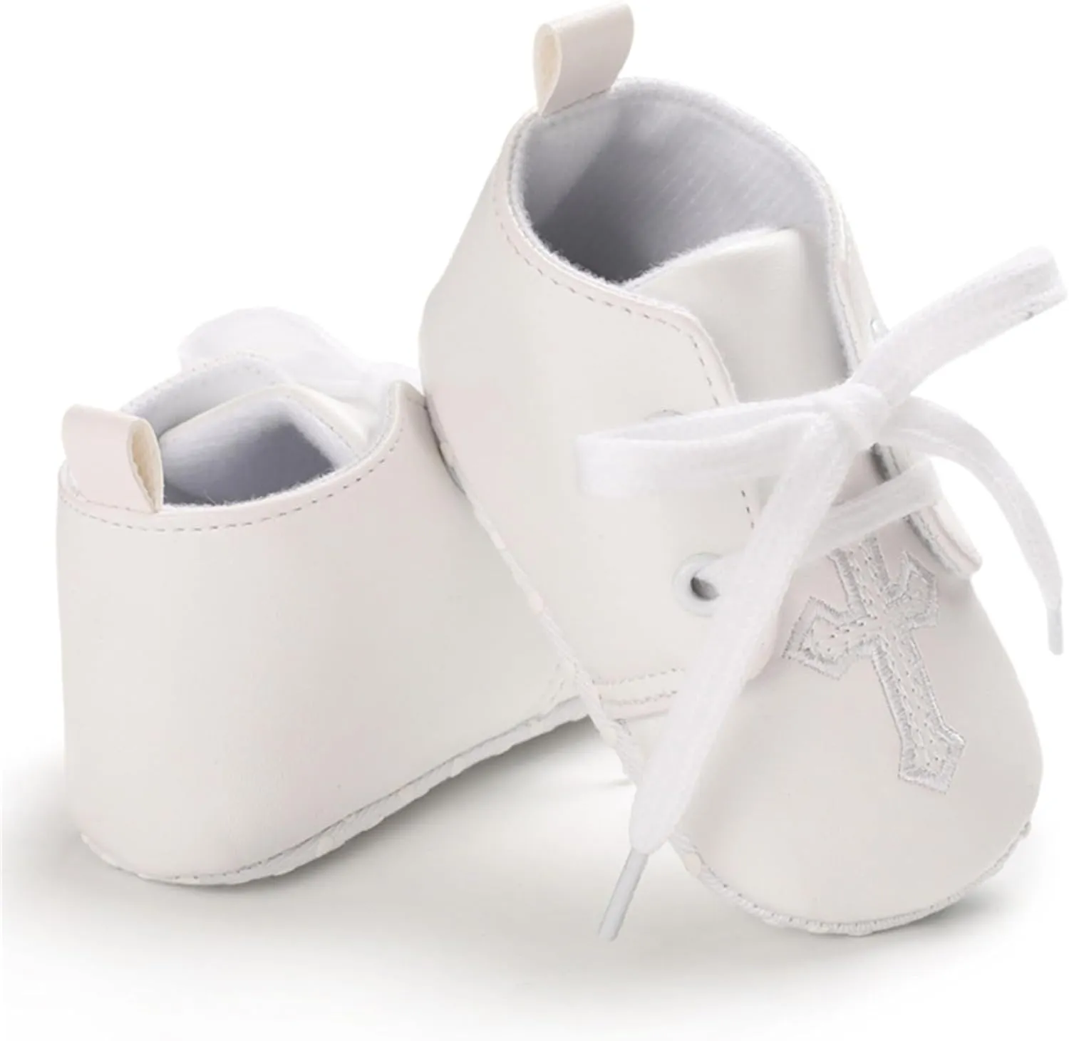 Baby Baptism Shoes & Socks, Boys Girls Infant Toddler, Soft Sole White Christening Sneaker Socks, 3PC