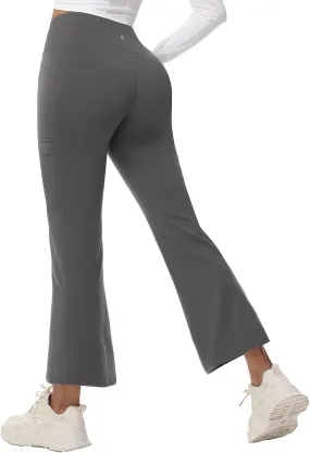 baleaf Women's Fleece Lined Pants Winter Thermal Water Resistant Crossover Flare Leggings Warm Bootcut Hiking Outdoor