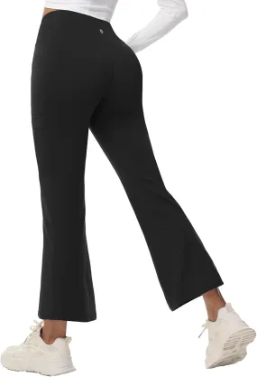 baleaf Women's Fleece Lined Pants Winter Thermal Water Resistant Crossover Flare Leggings Warm Bootcut Hiking Outdoor