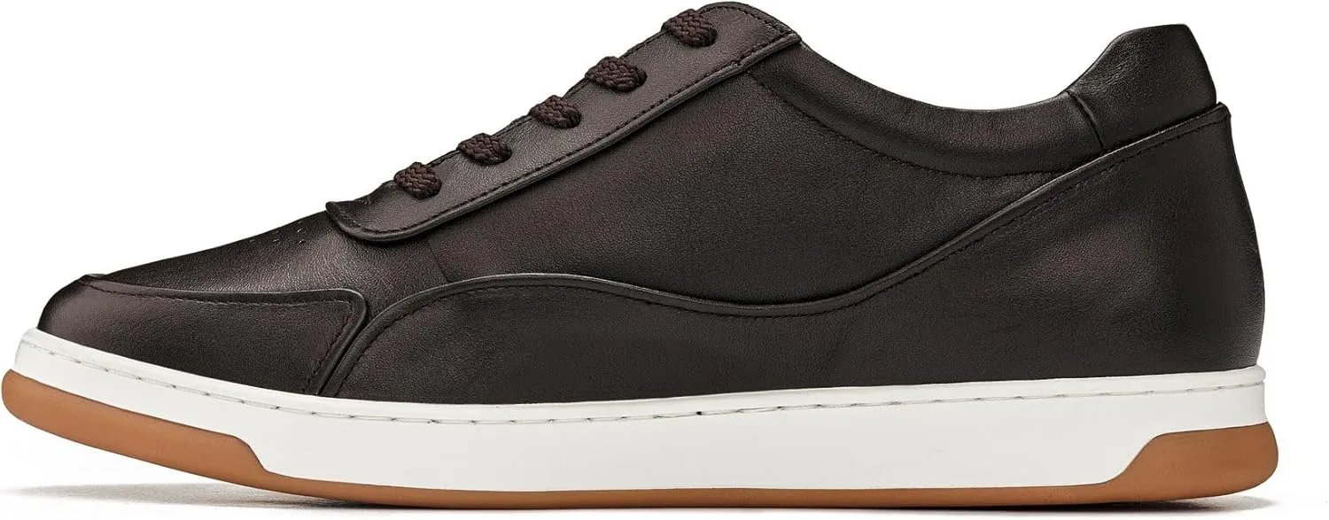 CALTO Men's Invisible Height Increasing Elevator Shoes - White Premium Leather Leather Lace-up Fashion Sneakers - 2.6 Inches Taller - Y7887 - Size 10 D(M) US