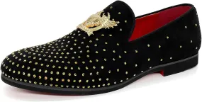 CMM Men's Glitter Loafers Shiny Slip On Dress Shoes Luxury Sparkling Studded Loafers