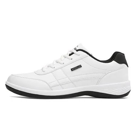 Damyuan Mens Casual Shoes Leather Fashion Sneakers Breathable Comfort Walking Shoes for Male Low-Top Trainers, White, 8