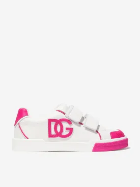 Dolce & Gabbana Girls Leather Velcro Trainers in White