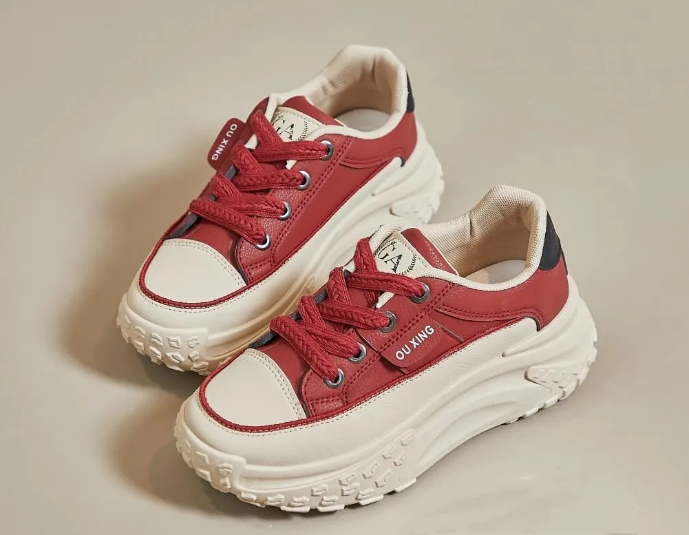 Fashion Sneakers for Women 2025 Cute Sneakers Comfortable Breathable Casual Running Shoes White/Black/Red