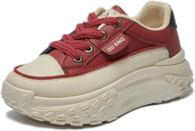 Fashion Sneakers for Women 2025 Cute Sneakers Comfortable Breathable Casual Running Shoes White/Black/Red