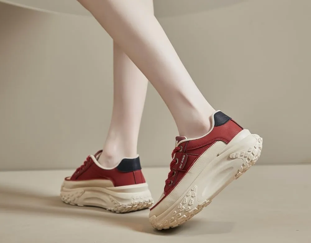 Fashion Sneakers for Women 2025 Cute Sneakers Comfortable Breathable Casual Running Shoes White/Black/Red