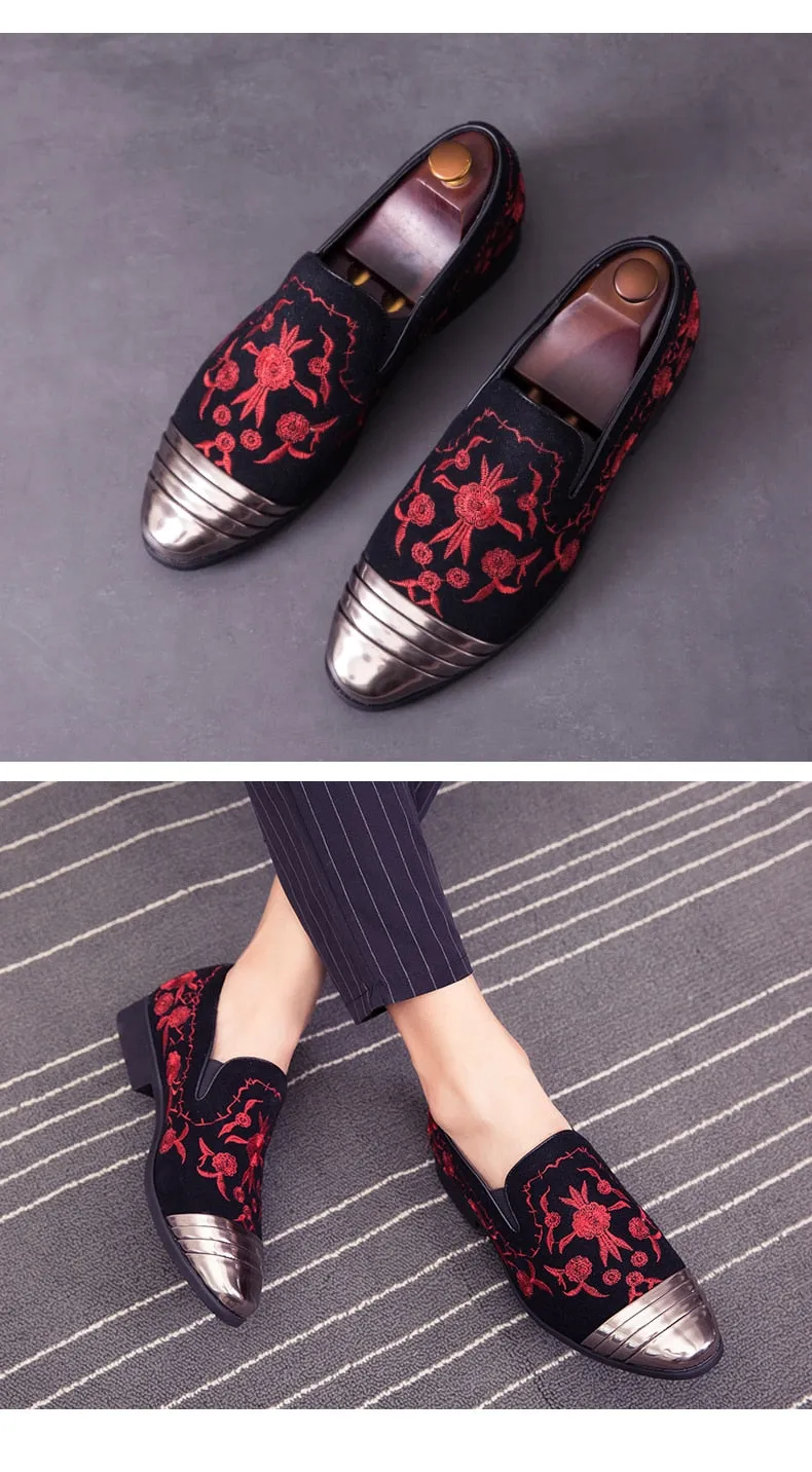 Gold Top Italian Handmade Velvet Loafers