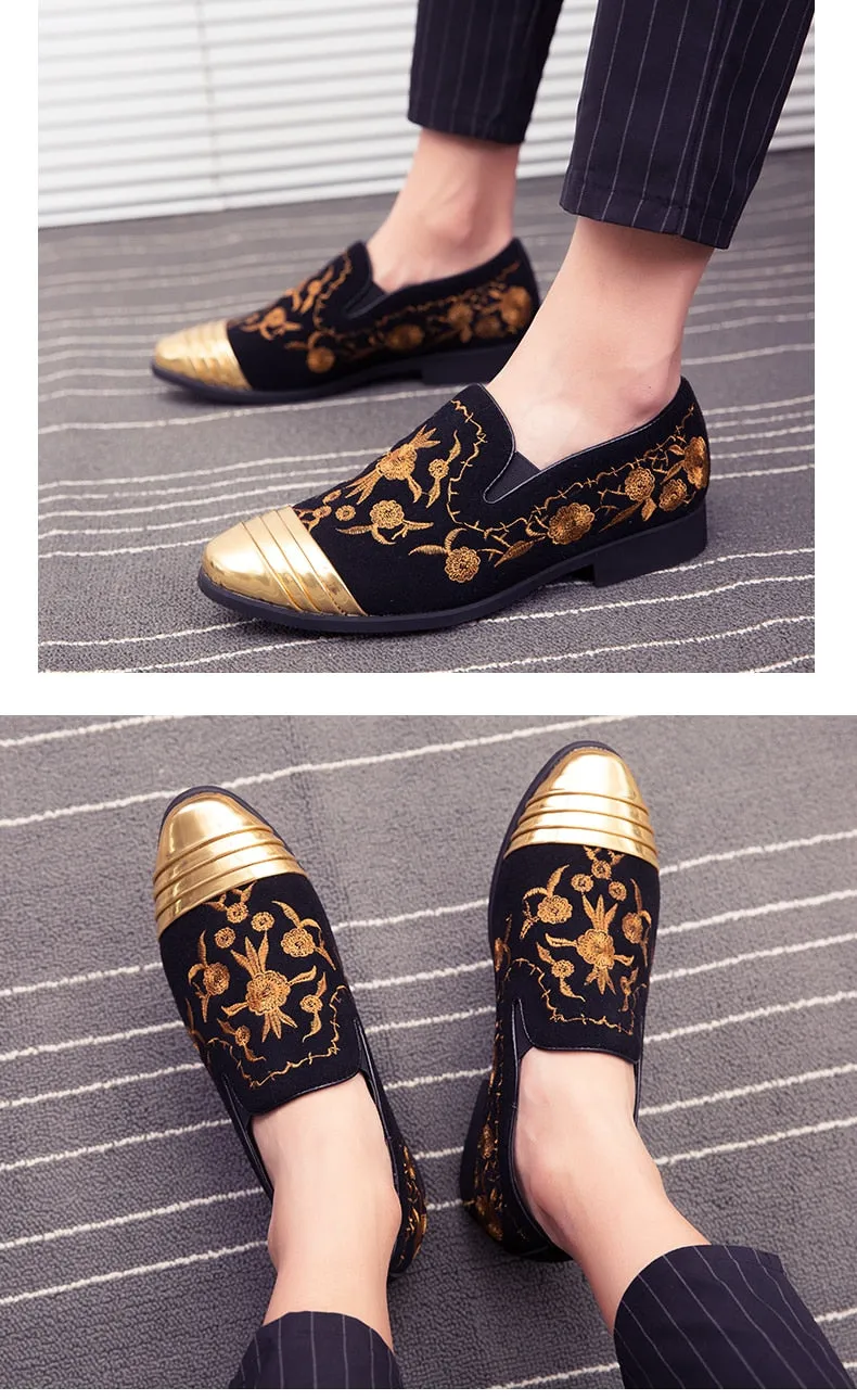 Gold Top Italian Handmade Velvet Loafers