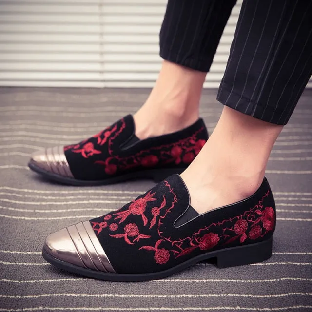 Gold Top Italian Handmade Velvet Loafers