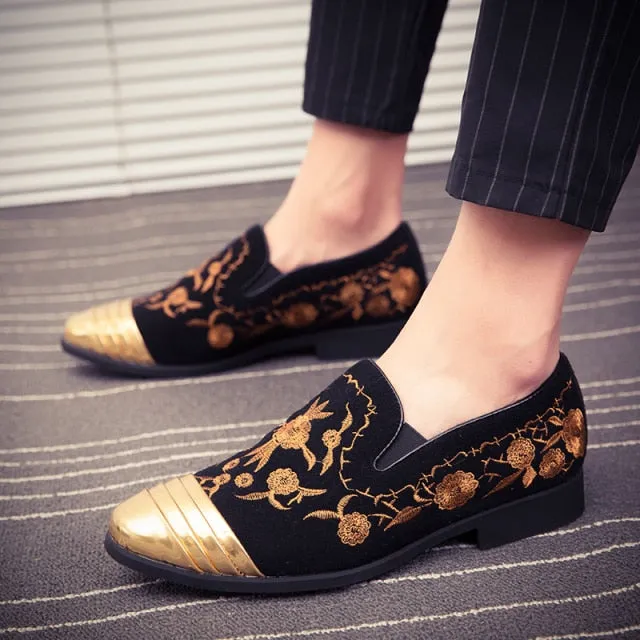 Gold Top Italian Handmade Velvet Loafers