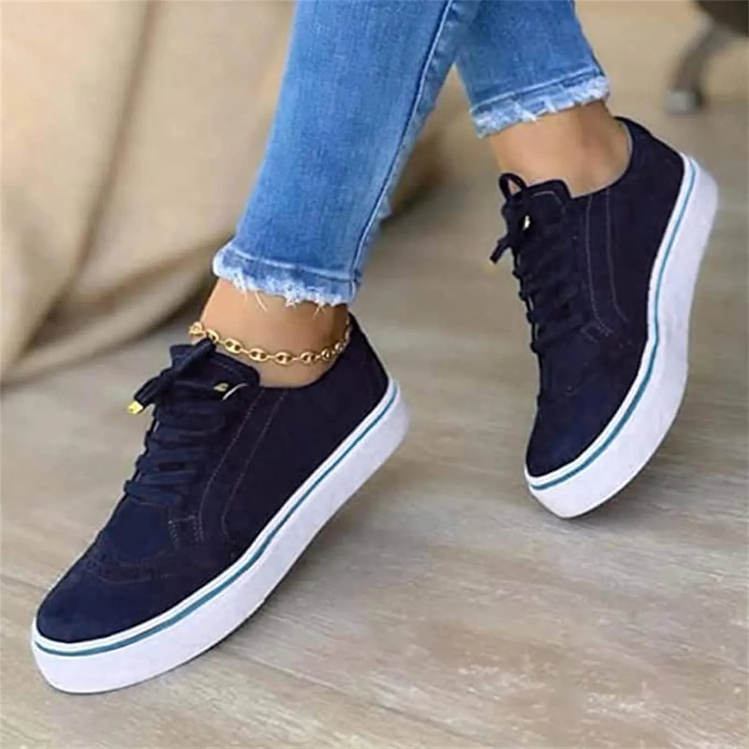 Ladmiple Shoes For Women Sneakers Slip Ons Low Cut Casual Summer Walking Canvas Shoes Fashion Platform Flats Loafers