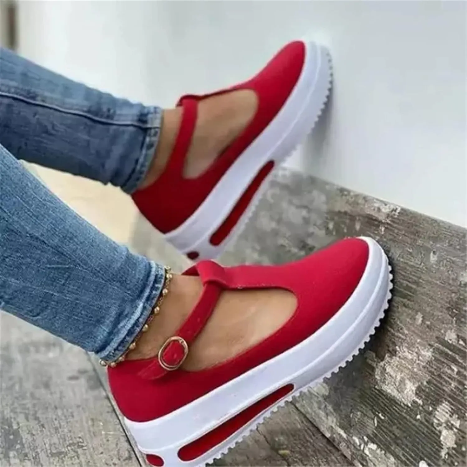 Lausiuoe Sneakers For Women Platform Slip On Fashion Canvas Shoes Lightweight Non-Slip Casual Comfortable Walking Flat Loafer