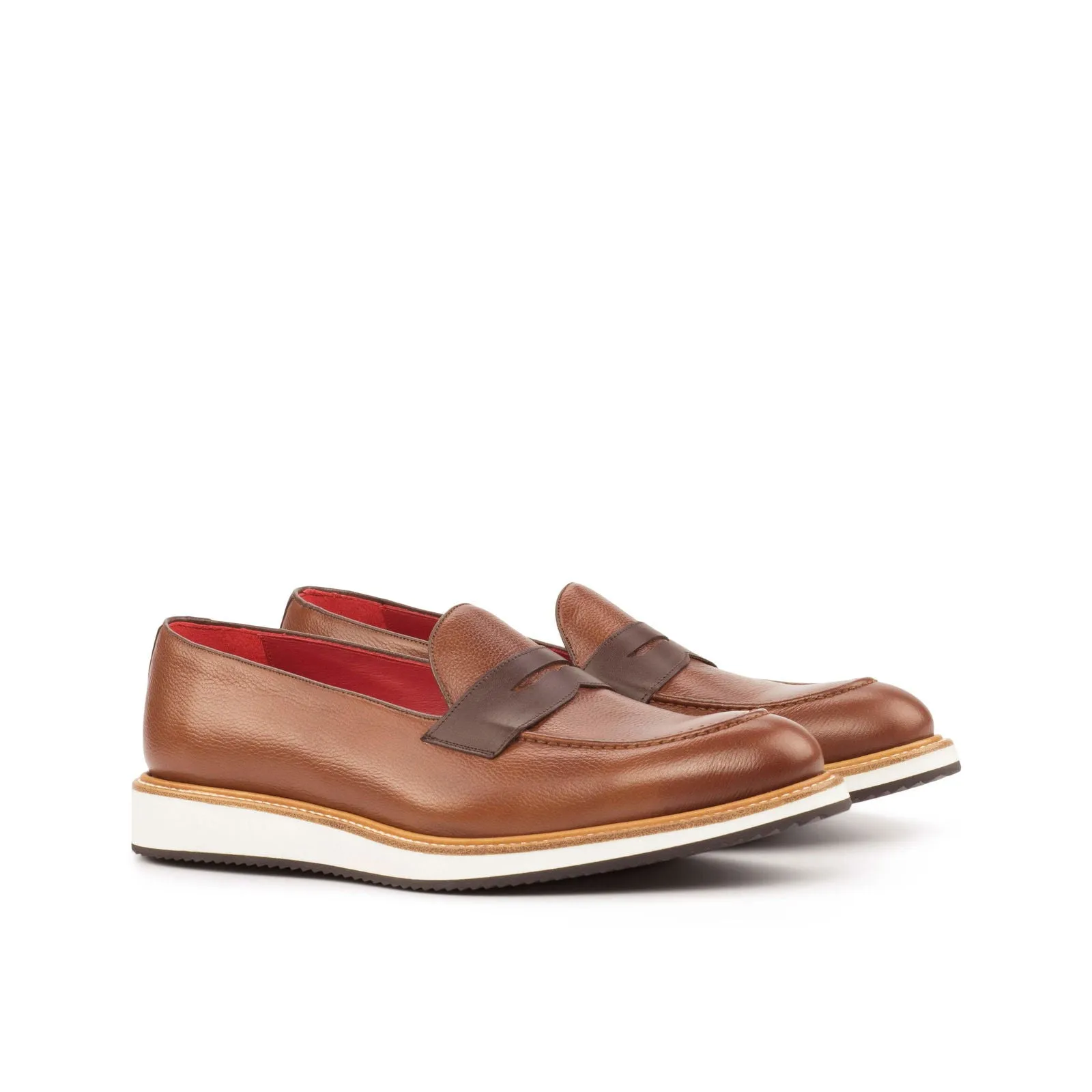 Loafer-Painted Full Grain, Box Calf, Brown, Dark Brown