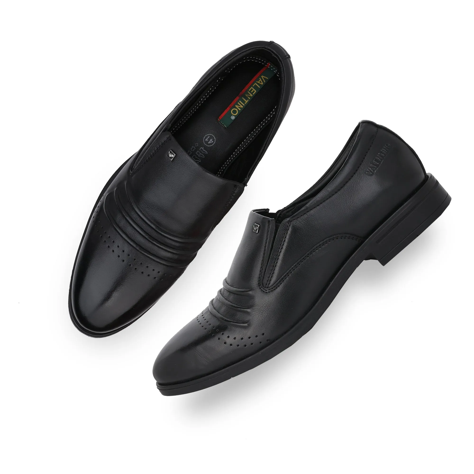 Men Premium Leather Black Slip-On Formal Shoes (Akme-11)