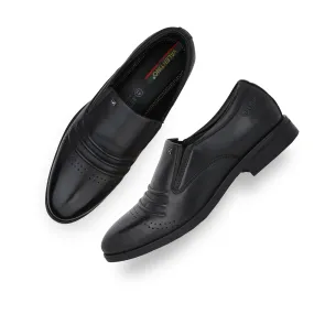 Men Premium Leather Black Slip-On Formal Shoes (Akme-11)