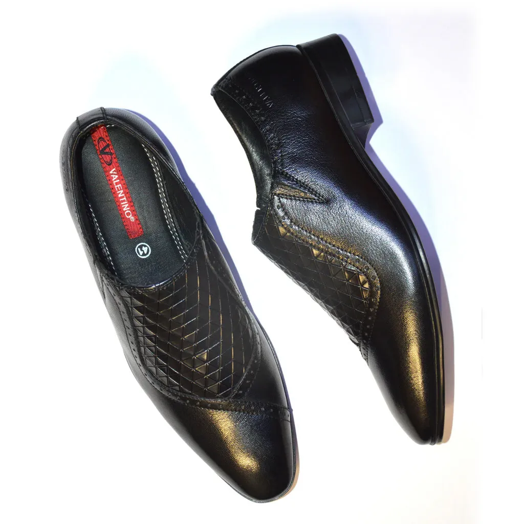 Men Premium Leather Black Slip-On Formal Shoes (V-Paris-05)