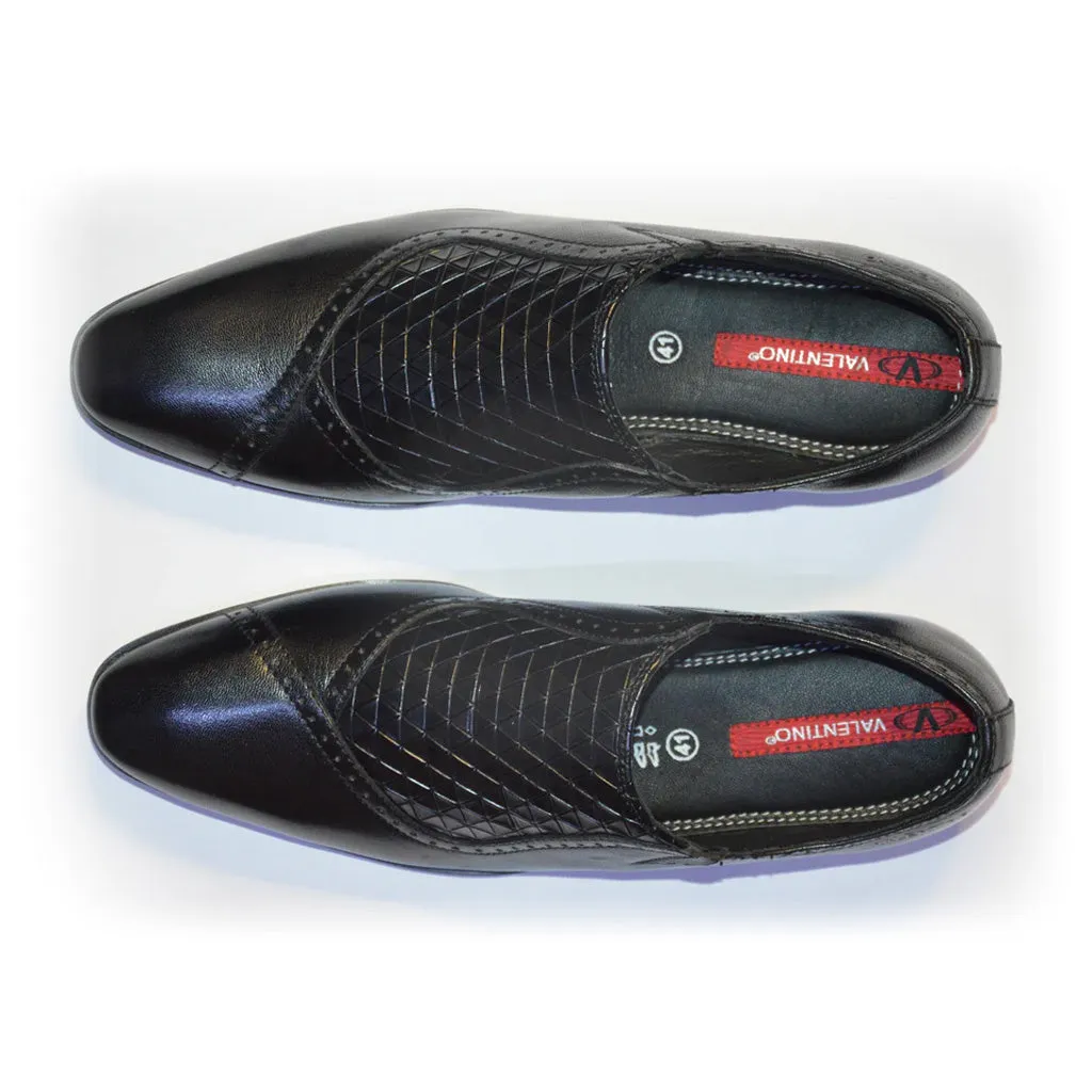 Men Premium Leather Black Slip-On Formal Shoes (V-Paris-05)