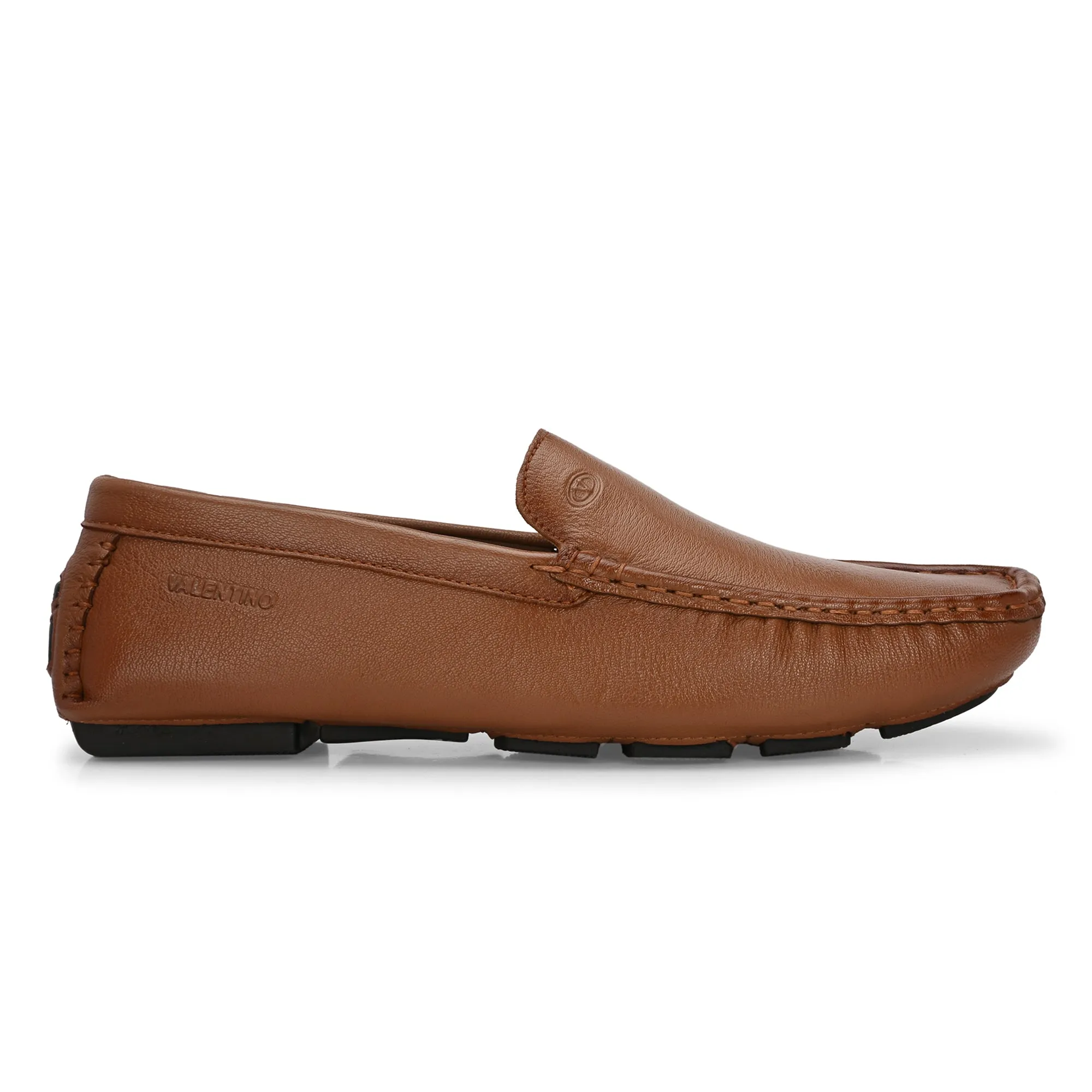 Men Premium Leather Tan Casual Slip On Driving Loafers (Romson-05-Tan)