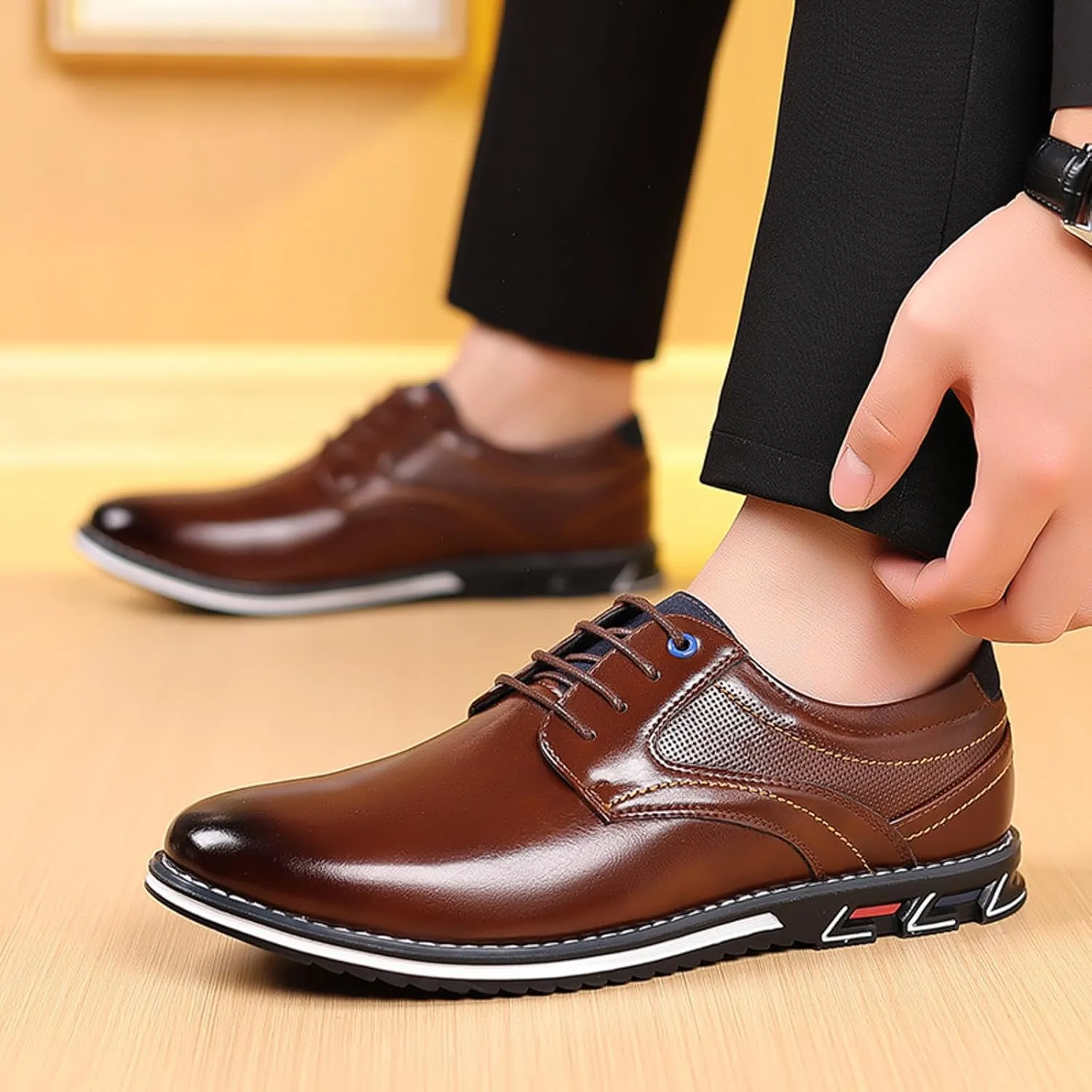 Men's Casual Dress Shoes Comfortable Premium Leather Men Office Classic Working Driving Walking Dress Shoes for Male