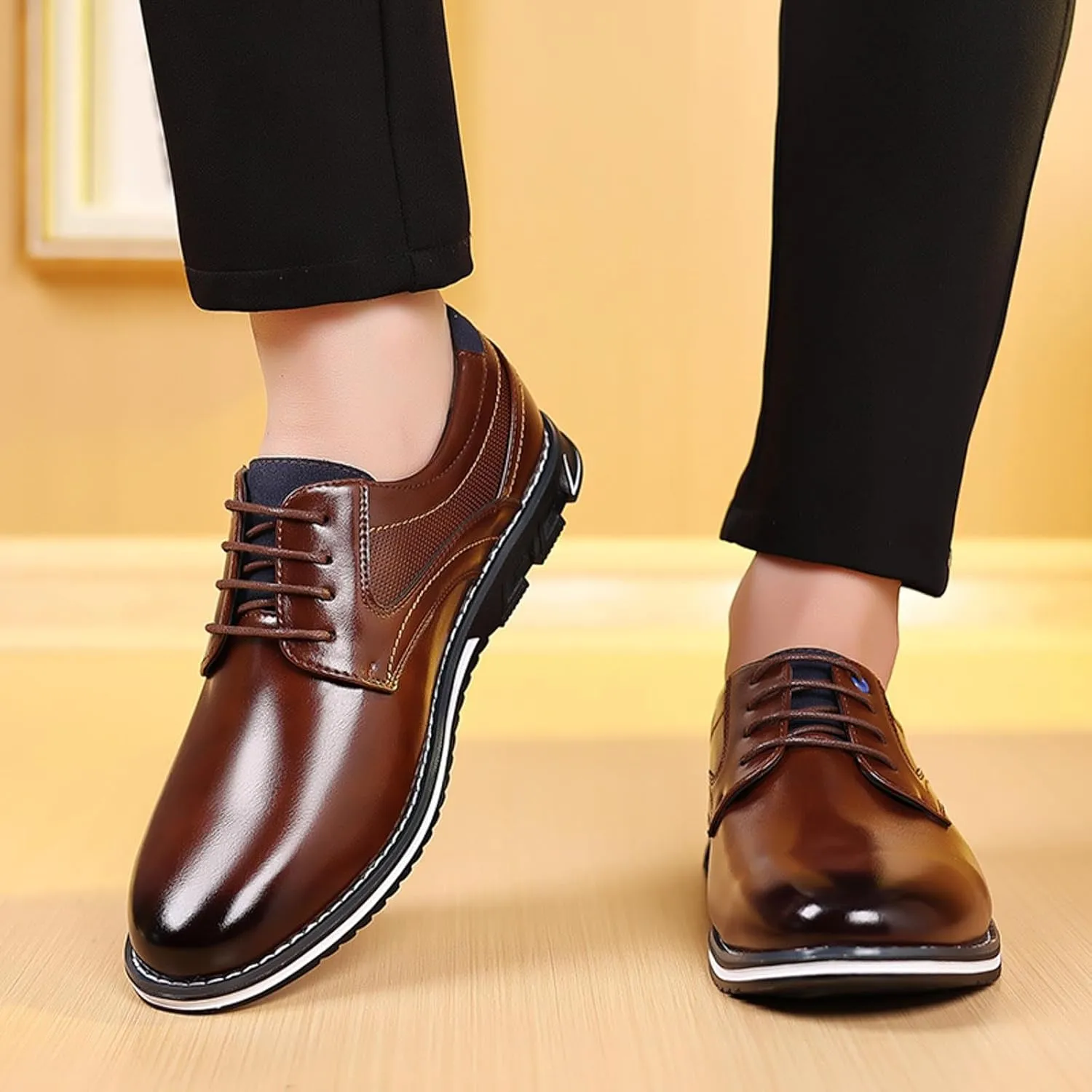 Men's Casual Dress Shoes Comfortable Premium Leather Men Office Classic Working Driving Walking Dress Shoes for Male