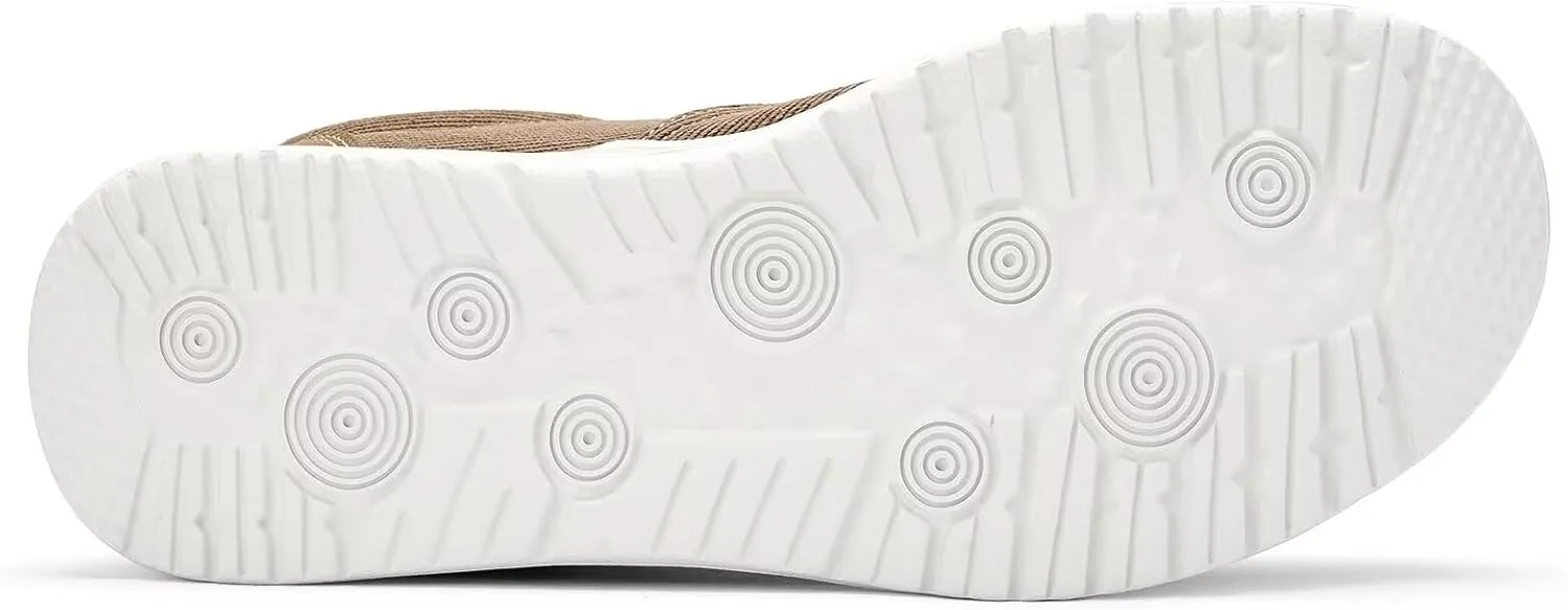 Mens Hands Free Slip-on Loafers Shoes Wide Width Casual Canvas Loafers Shoes Mens Boat Shoes Lightweight Non-Slip Walking Shoes Soft Sneakers