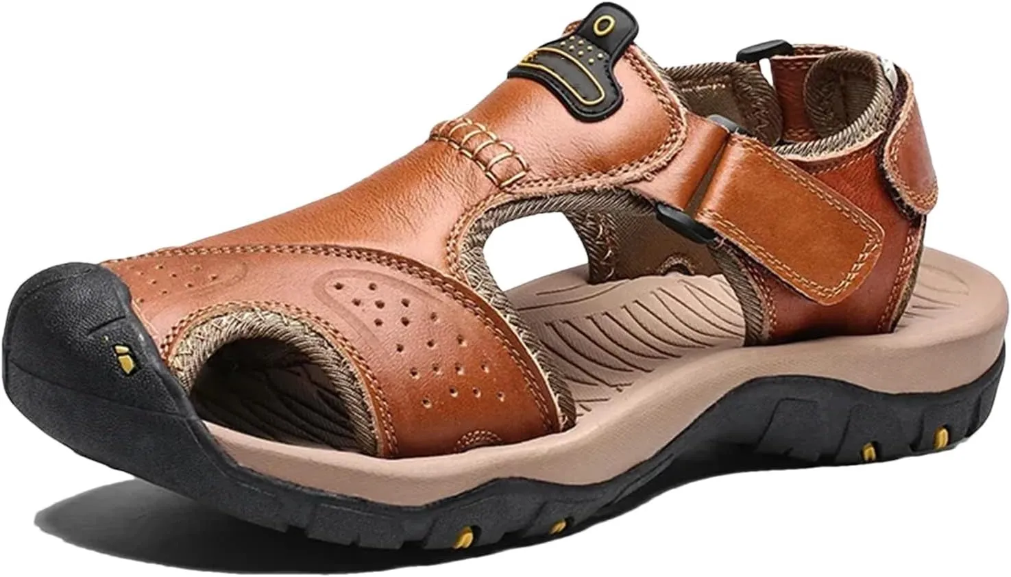 Men's Leather Sandals, Summer Water-Resistant Outdoor Shoes