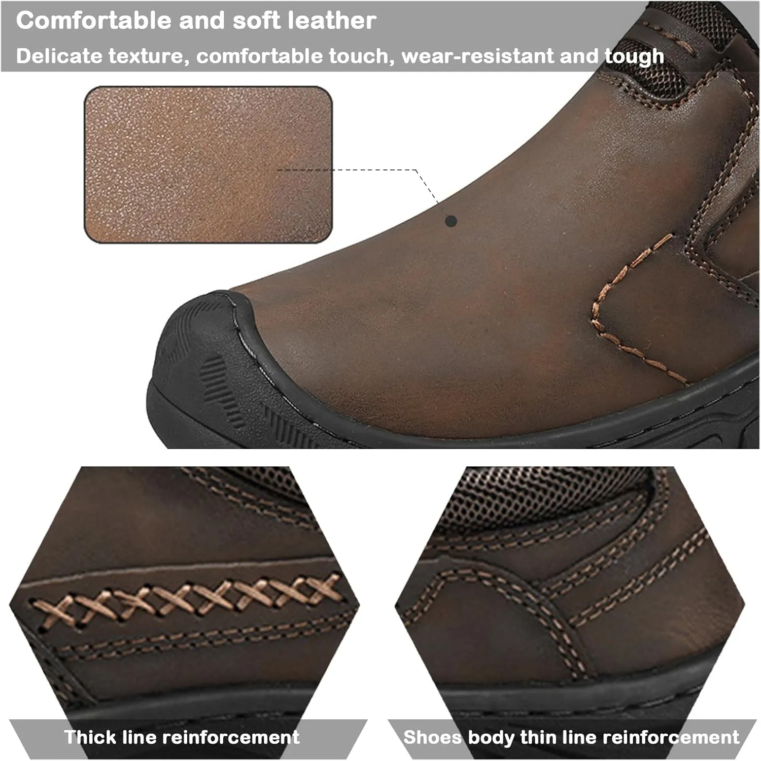 Men's Loafers Casual Slip On Moccasins Shoes, Water-Resistant Non Slip Walking Shoes No Laces Lightweight Breathable Sneaker for Hiking