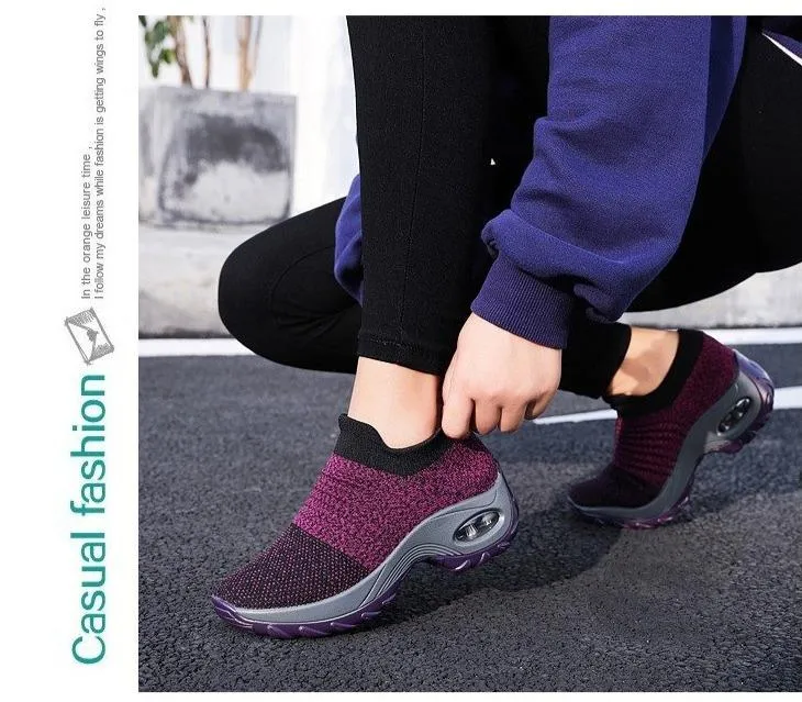 Mesh slip on sneakers for women comfort shoes for walking air cushion
