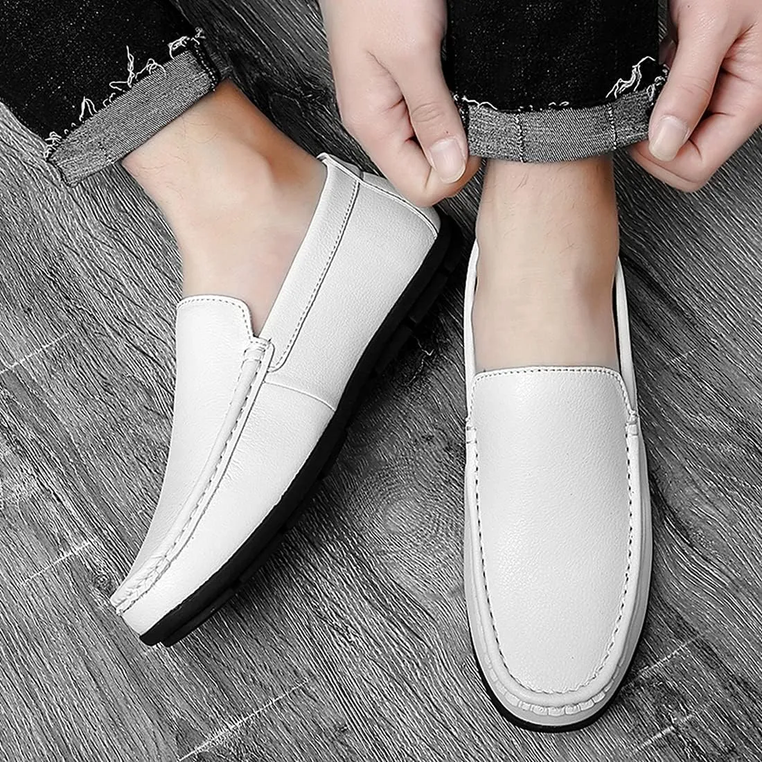 Minishion Mens Slip on Loafers Shoes Simple Comfortable Dress Shoes 8006#