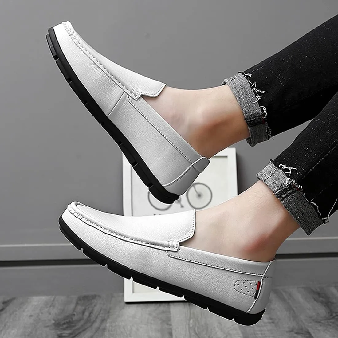 Minishion Mens Slip on Loafers Shoes Simple Comfortable Dress Shoes 8006#