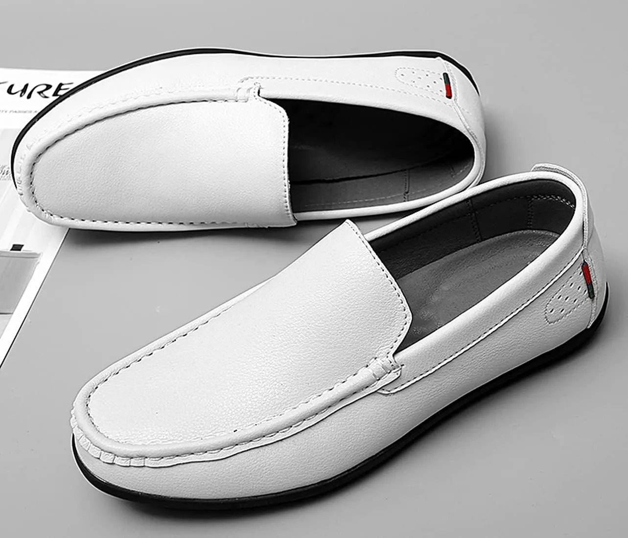 Minishion Mens Slip on Loafers Shoes Simple Comfortable Dress Shoes 8006#