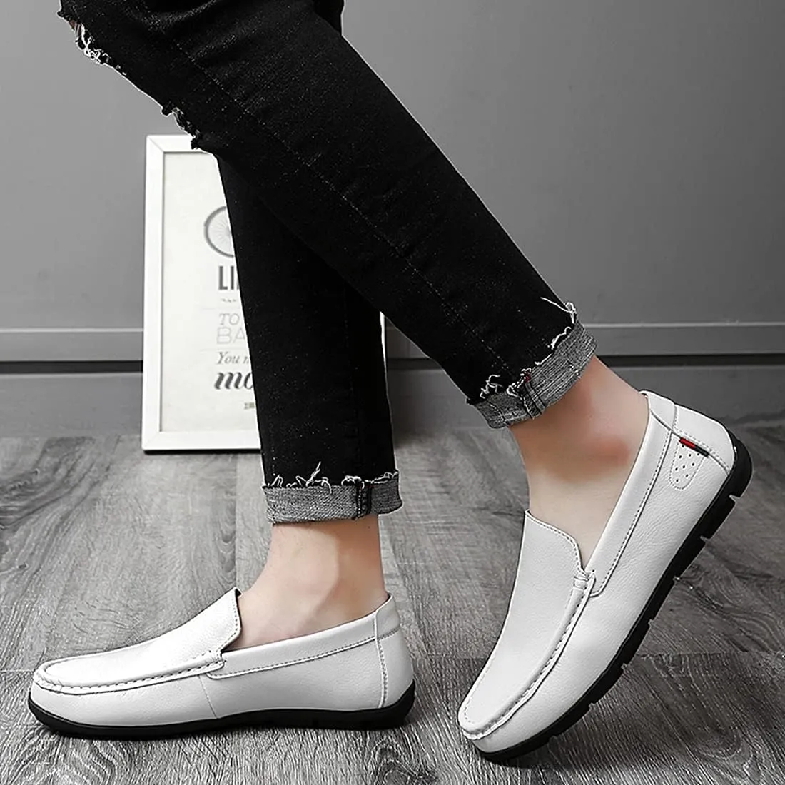 Minishion Mens Slip on Loafers Shoes Simple Comfortable Dress Shoes 8006#