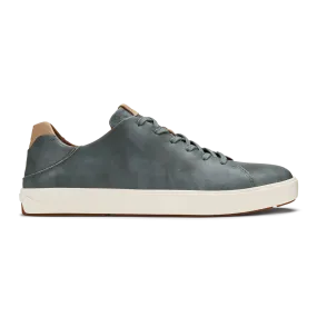 OluKai Men's Lae'ahi Li'Ili Leather Sneakers- Charcoal