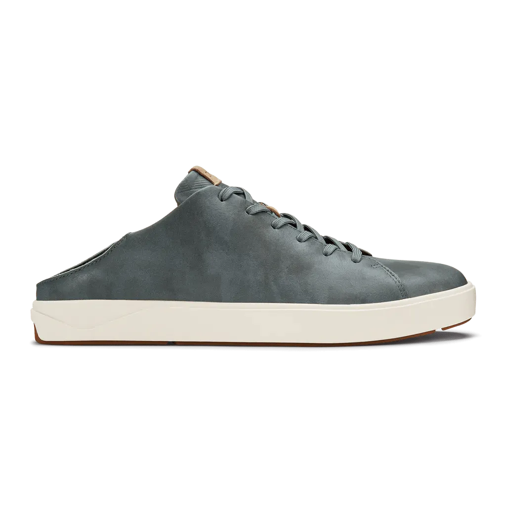 OluKai Men's Lae'ahi Li'Ili Leather Sneakers- Charcoal