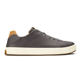OluKai Men's Lae'ahi Li'Ili Leather Sneakers- Stone/Stone