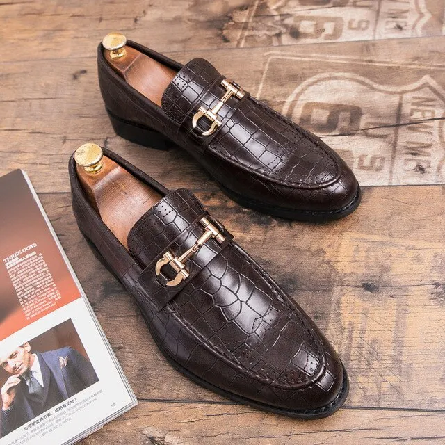 Pointed Toe Men's Dress Shoes Genuine Leather Formal Shoes