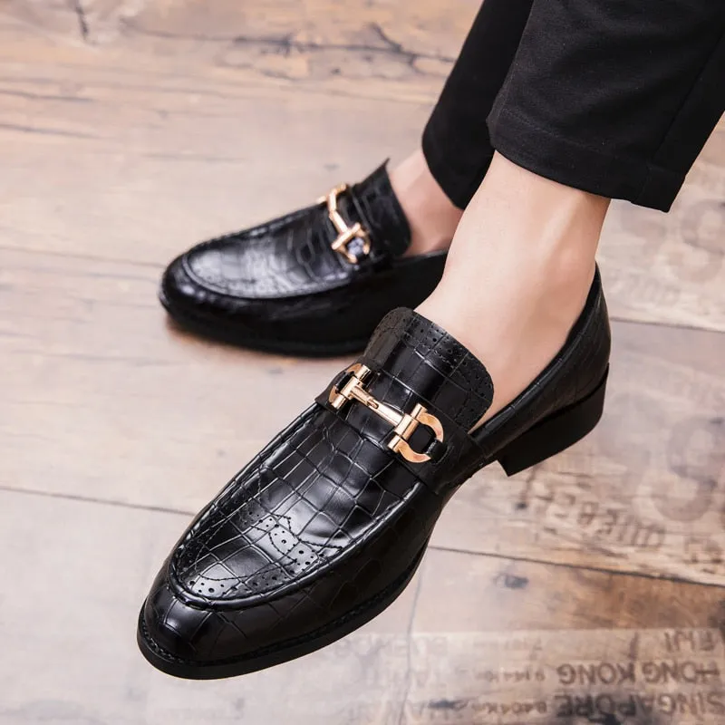 Pointed Toe Men's Dress Shoes Genuine Leather Formal Shoes