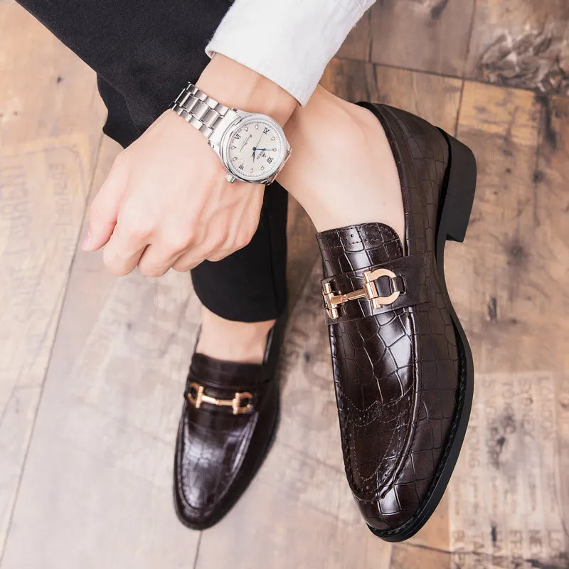 Pointed Toe Men's Dress Shoes Genuine Leather Formal Shoes