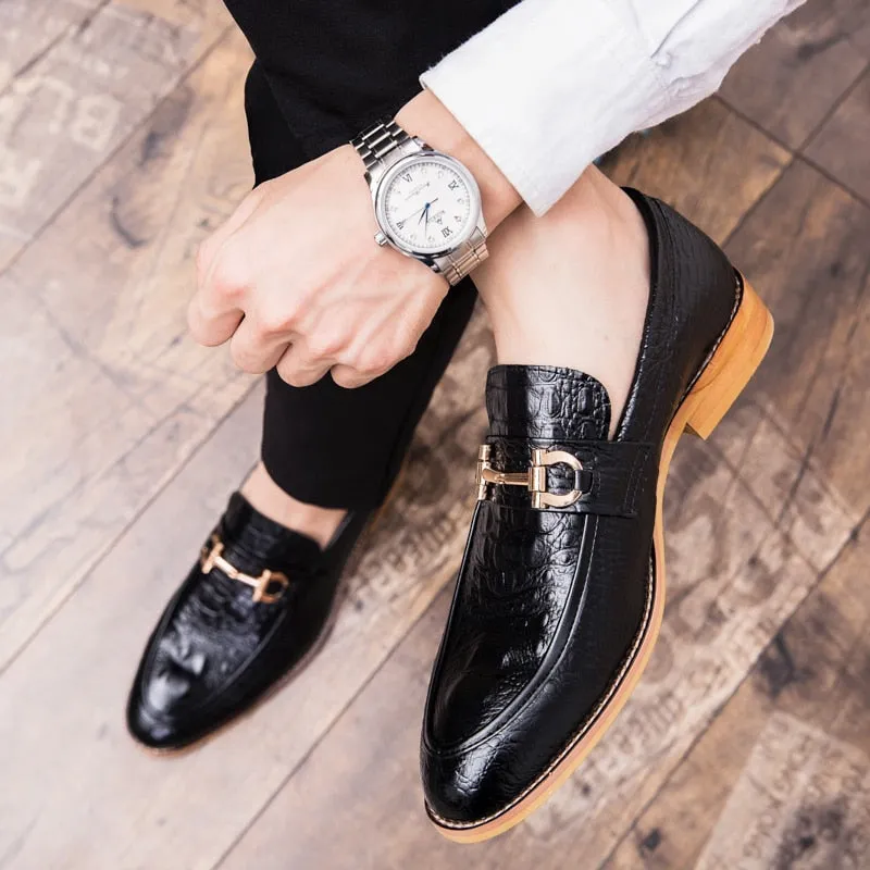 Pointed Toe Men's Dress Shoes Genuine Leather Formal Shoes