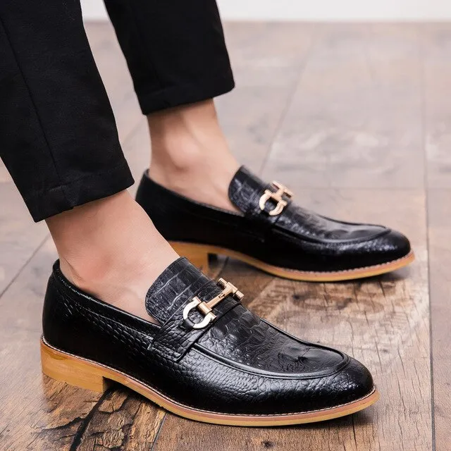 Pointed Toe Men's Dress Shoes Genuine Leather Formal Shoes