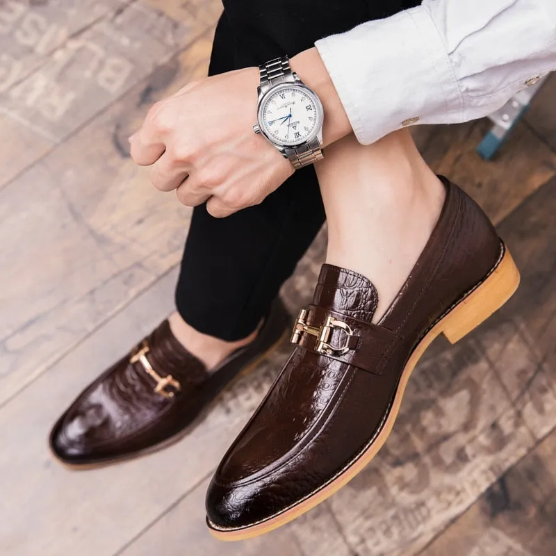 Pointed Toe Men's Dress Shoes Genuine Leather Formal Shoes