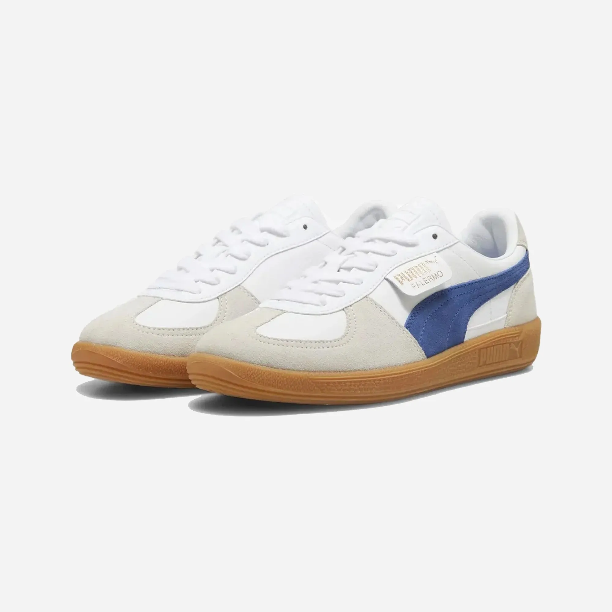 Puma Palermo Lth Unisex Sneakers White-Vapor Gray-Clyde Royal